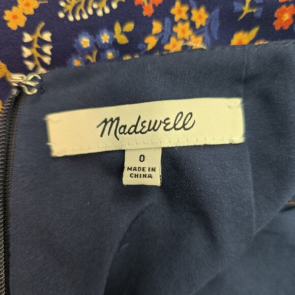 Madewell Skirt Womens 0 Blue Floral Button Front A Line Lined Fall Viscose Cute - Picture 3 of 12